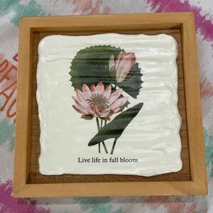 Floral Wall Art with Wooden Frame Inspiration Home or Office 7” x  7” x 1.5”